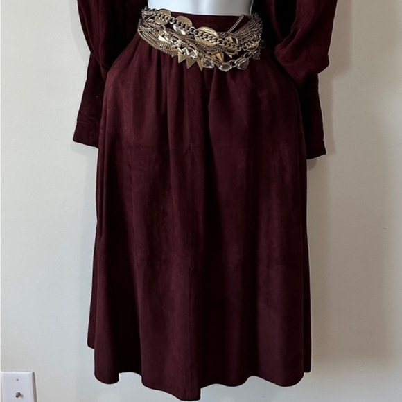 Vintage Evan Picone Genuine Suede Leather Midi Skirt With Pockets Size 12
